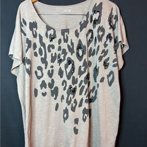 Apt. 9 Women's Cream and Black Leopard Sequin Top